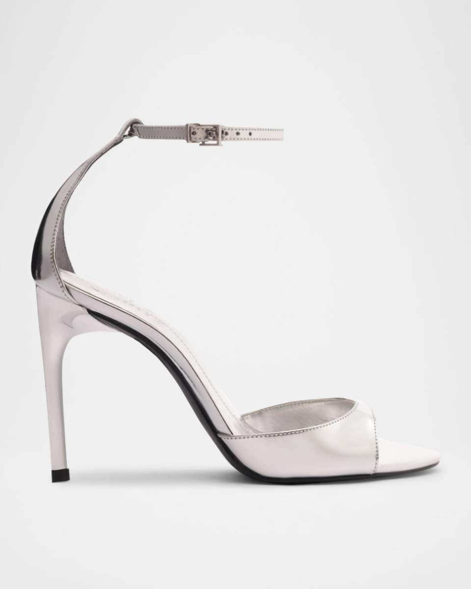 Scarlett Metallic Leather Ankle-Strap Stiletto Sandals